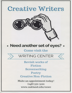 OU Writing Center Creative Writers Flier